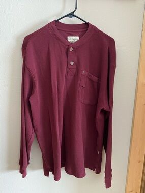 Cabela’s Men's Maroon Henley Thermal Long Sleeve Shirt Size Large